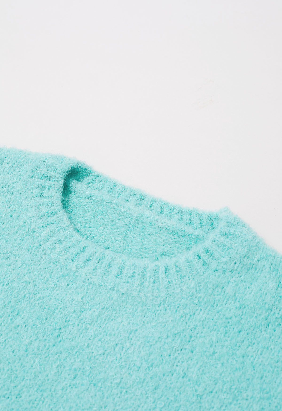 Pull en tricot doux et côtelé en menthe