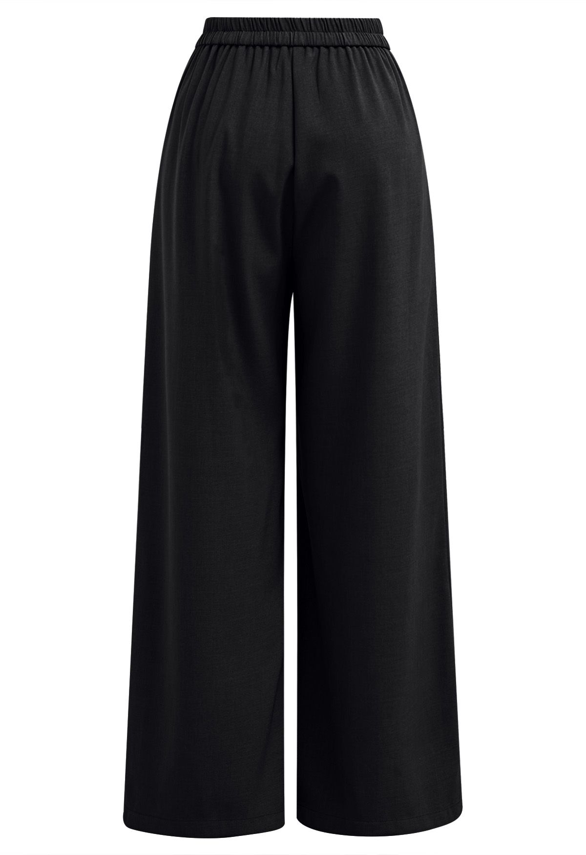 Pantalon Palazzo plissé boutonné sans effort en noir