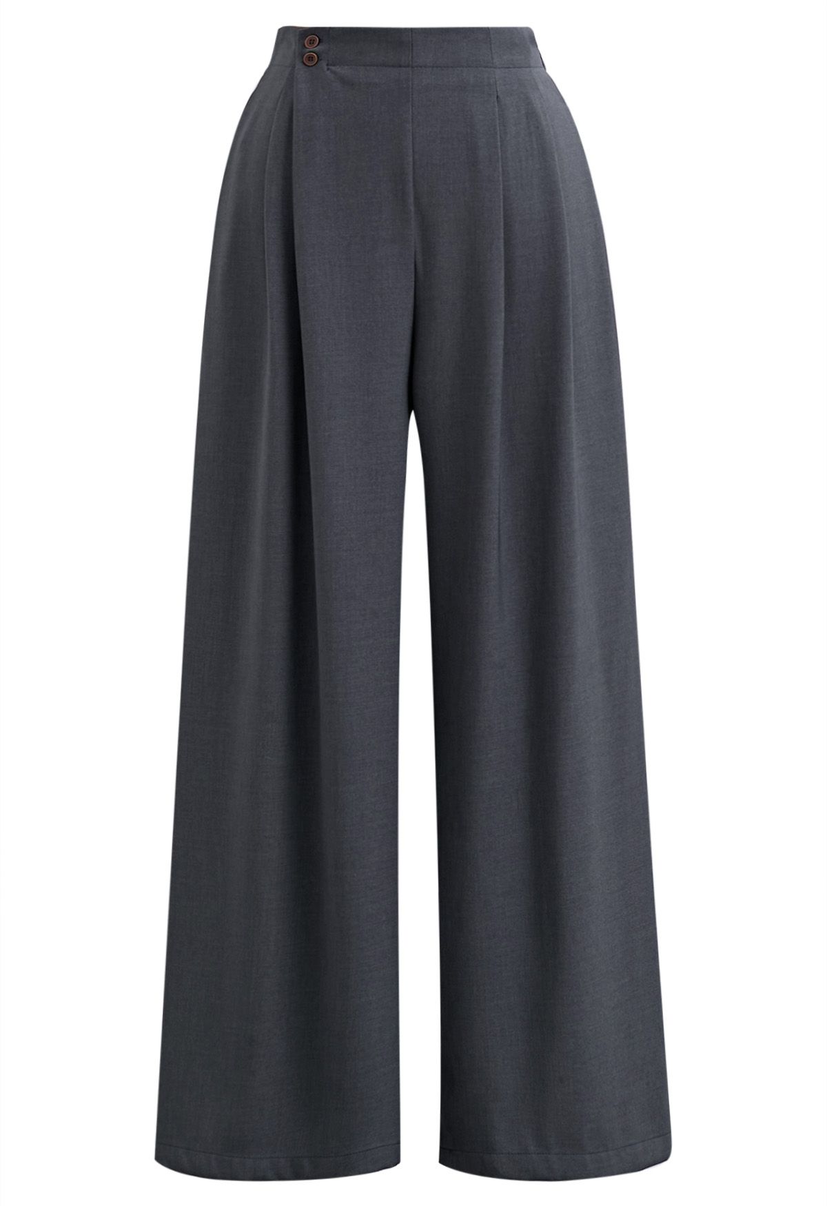 Pantalon Palazzo à plis boutonnés et élégant sans effort en gris