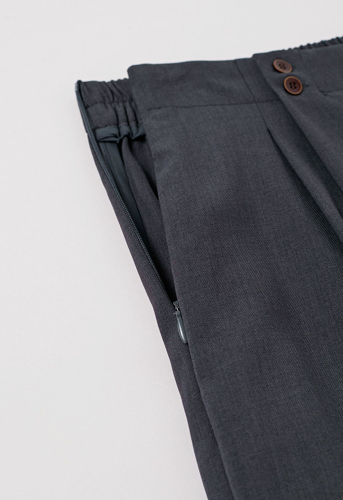 Pantalon Palazzo à plis boutonnés et élégant sans effort en gris