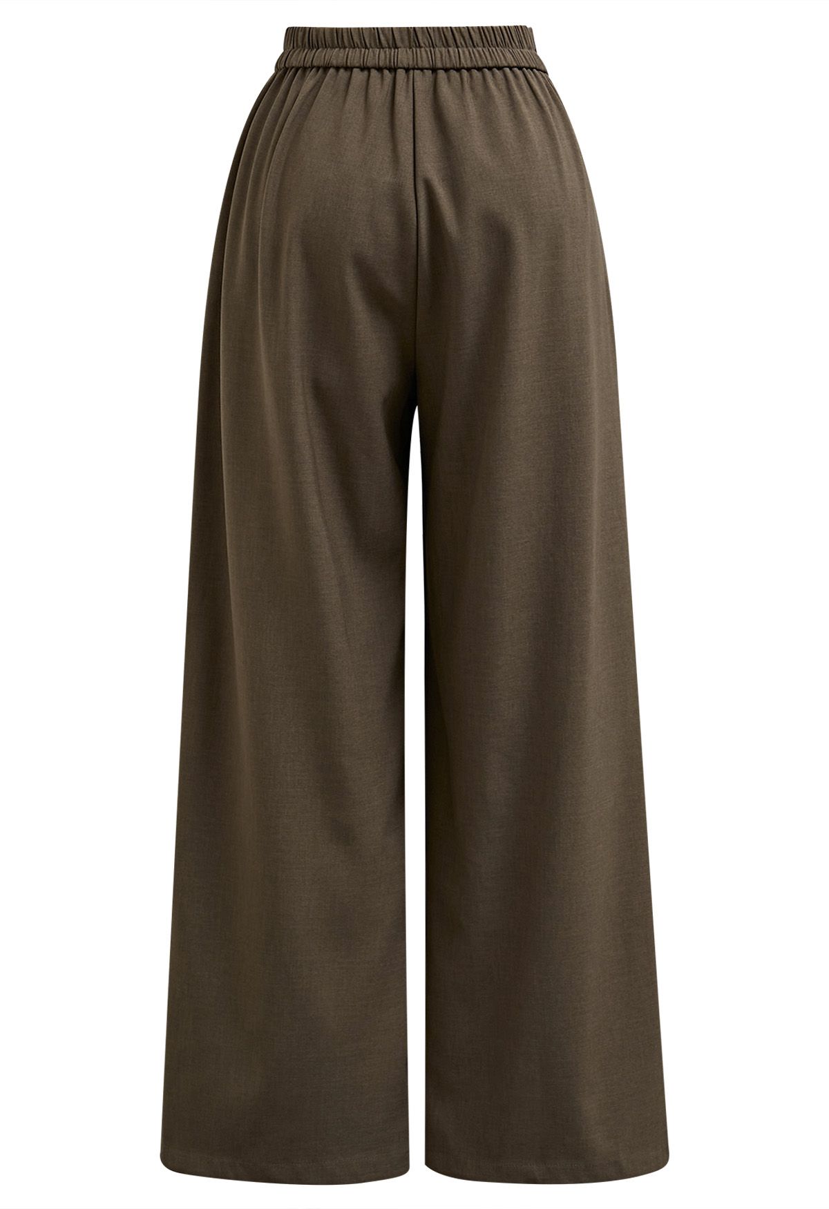 Pantalon Palazzo plissé boutonné sans effort en marron