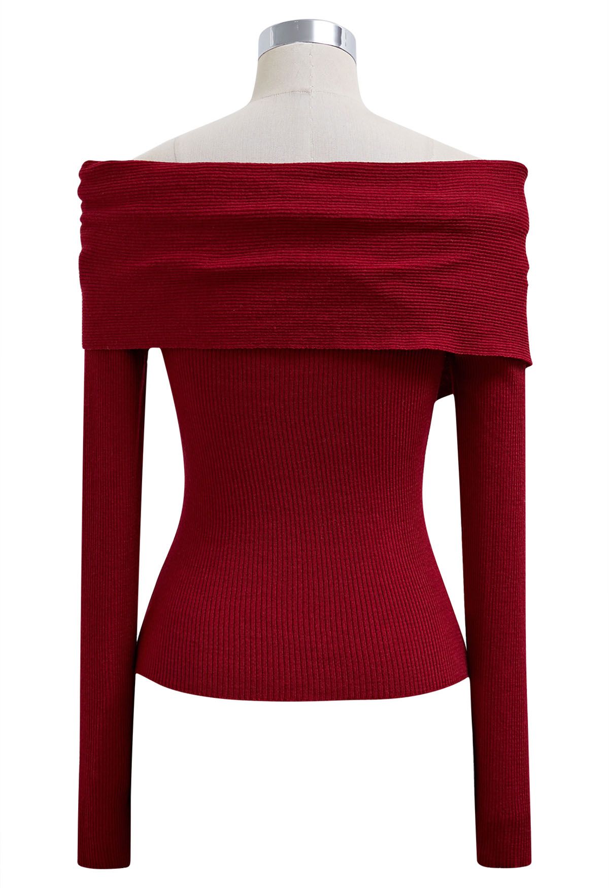 Haut en tricot à épaules dénudées Soft Elegance en rouge