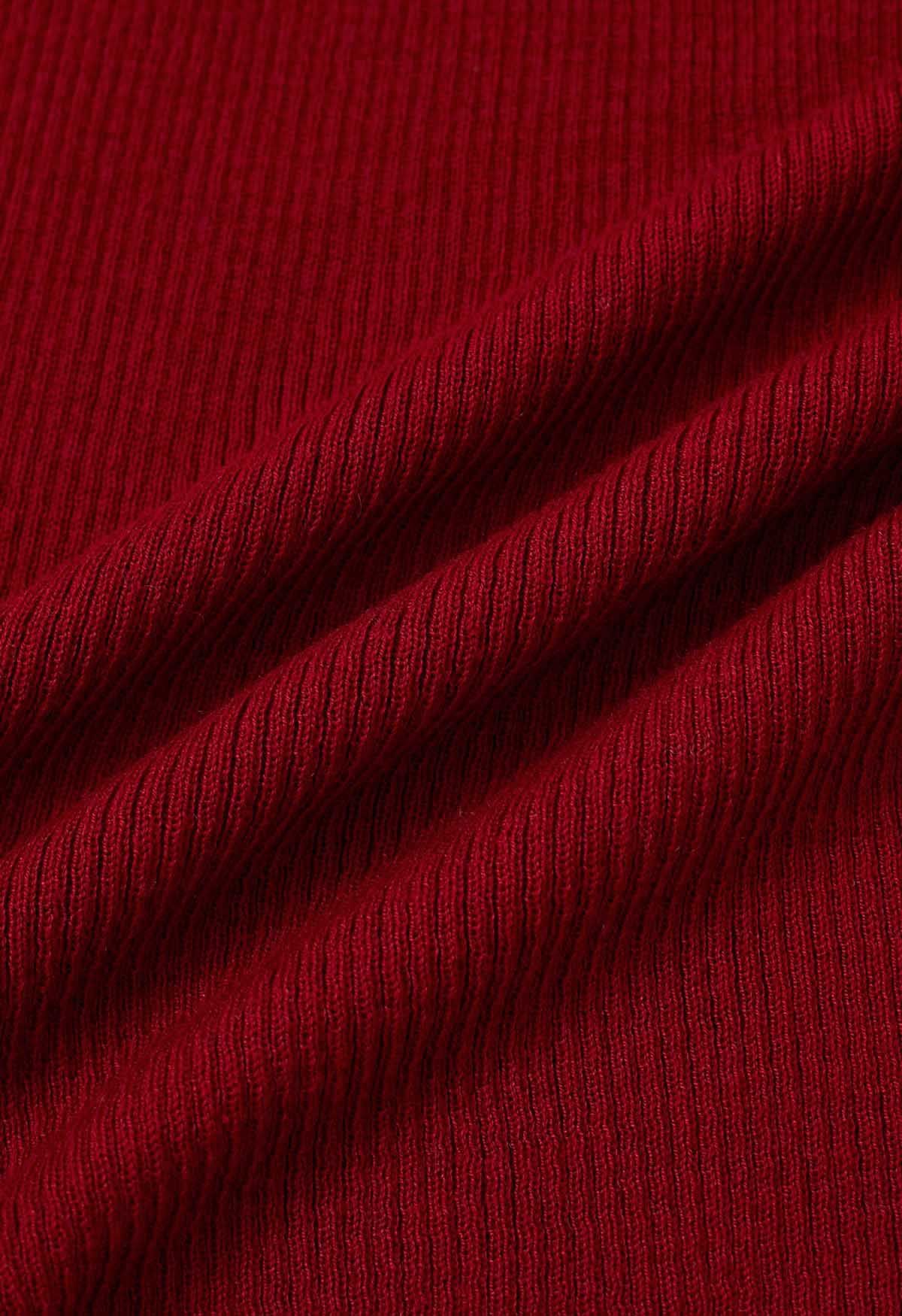 Haut en tricot à épaules dénudées Soft Elegance en rouge