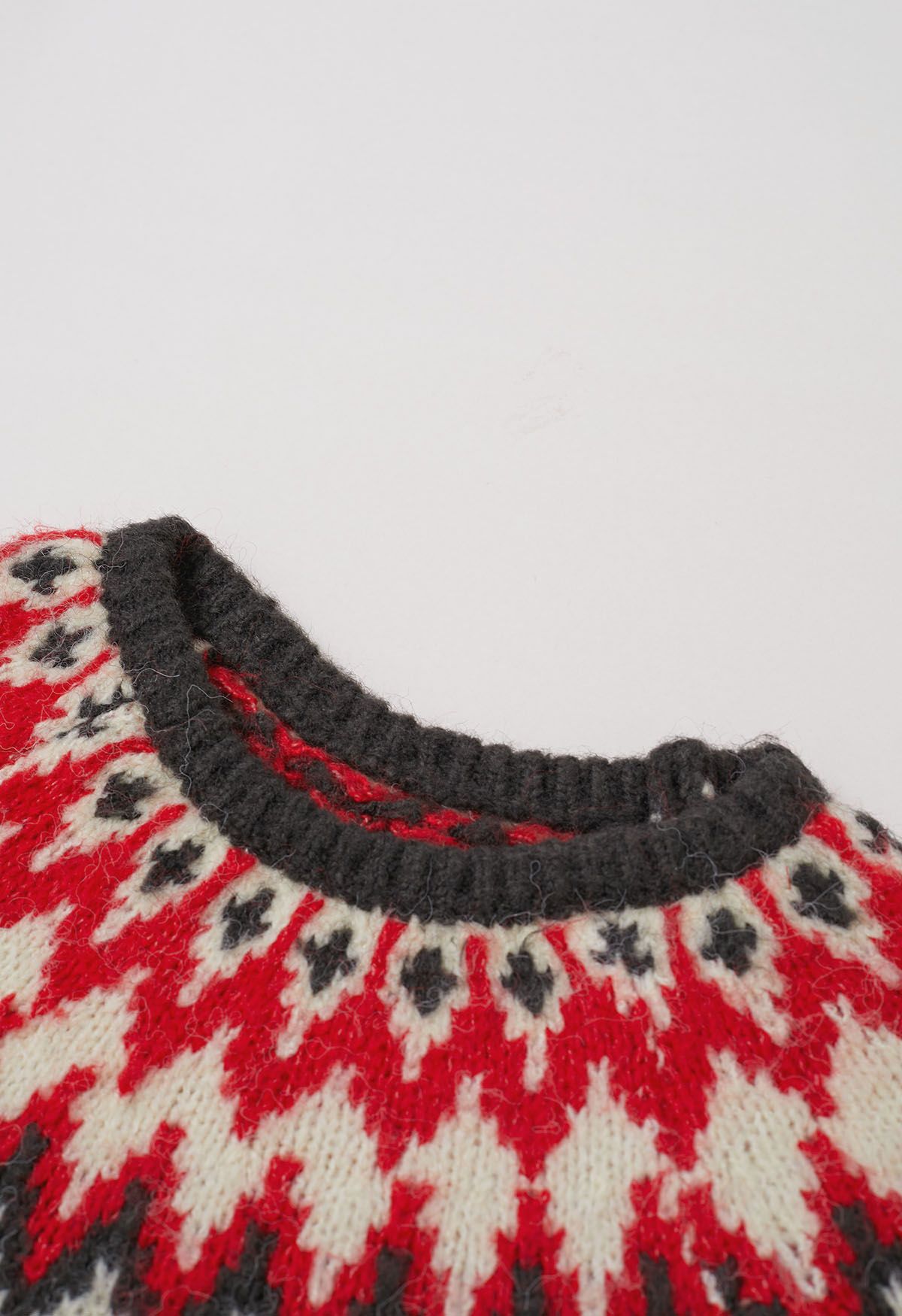 Pull côtelé Fair Isle Winter Whimsy en fumée