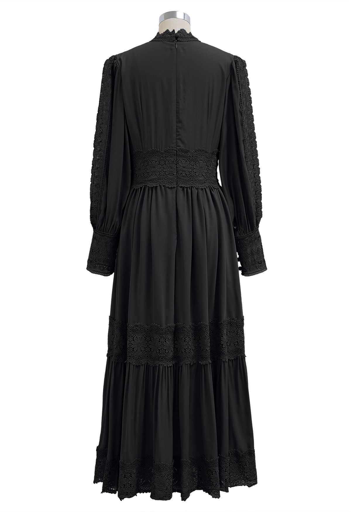 Robe longue en dentelle ajourée de style victorien en noir