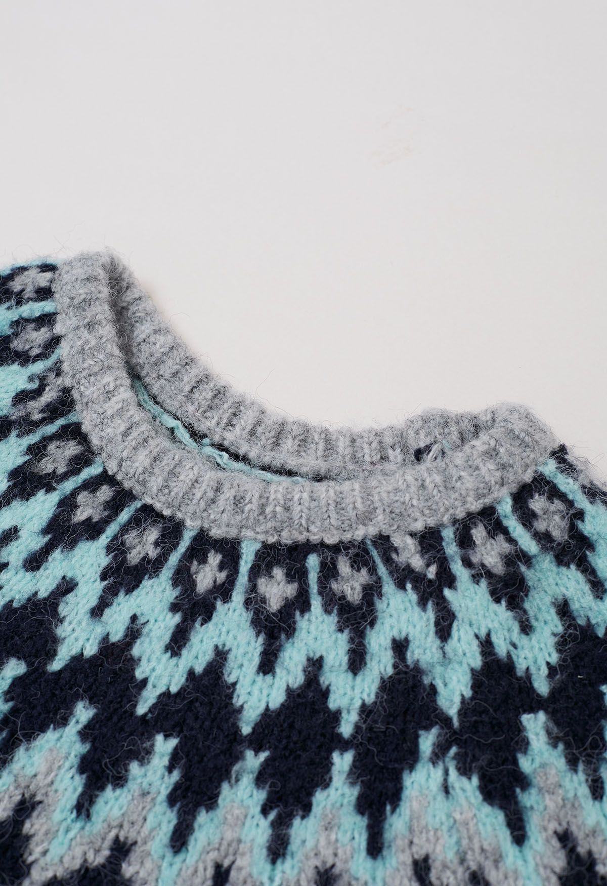 Pull côtelé Fair Isle Winter Whimsy en gris