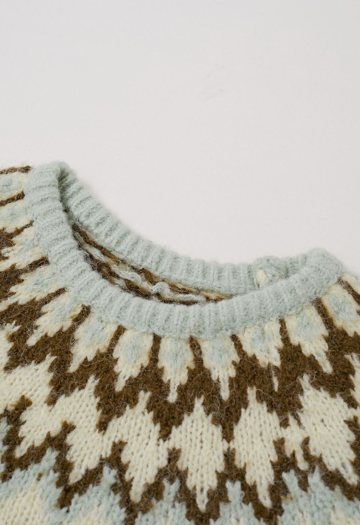 Pull côtelé Fair Isle Winter Whimsy en menthe