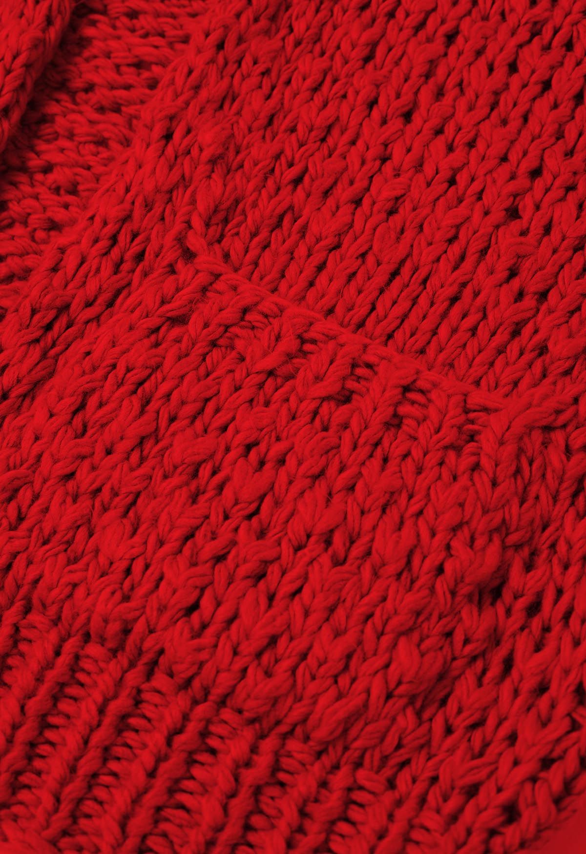 Cardigan ouvert sur le devant en tricot épais à poches plaquées, en rouge