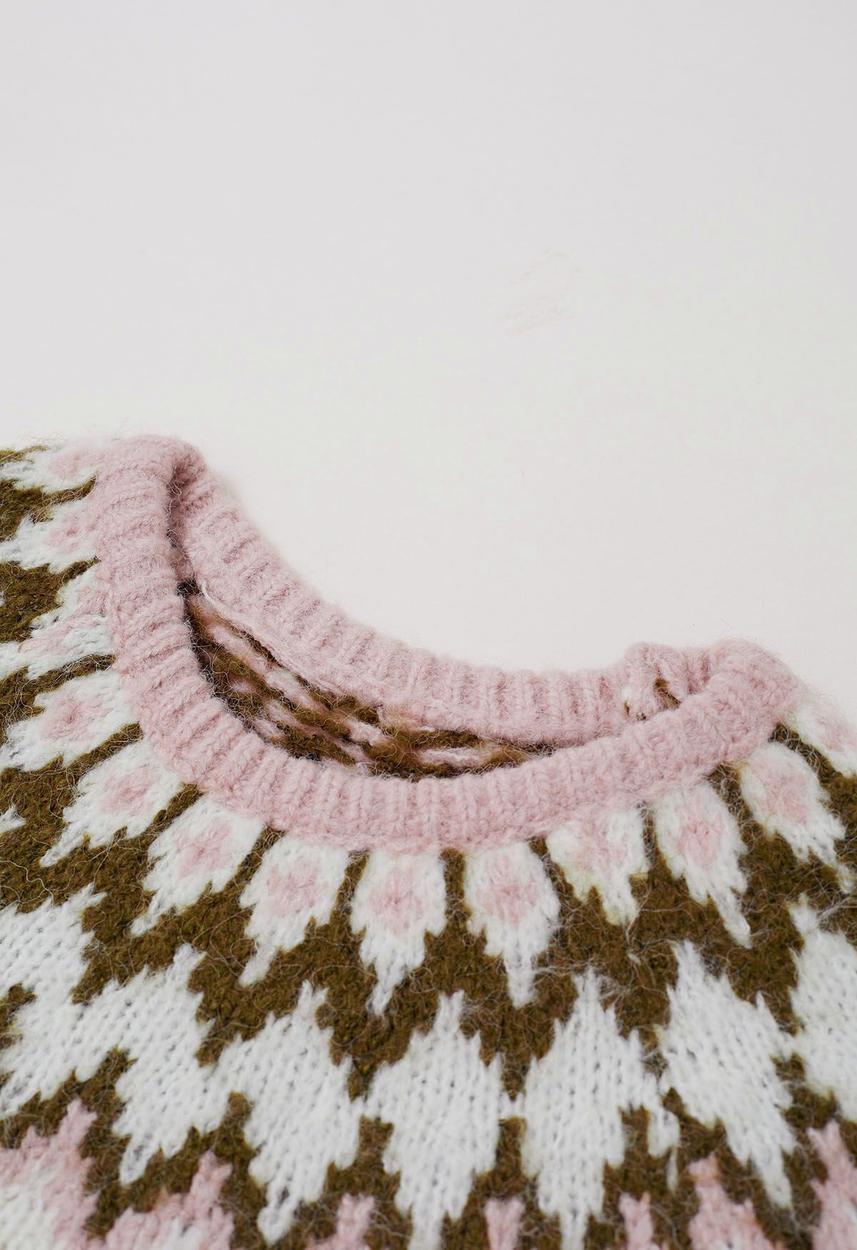 Pull côtelé Fair Isle Winter Whimsy en rose