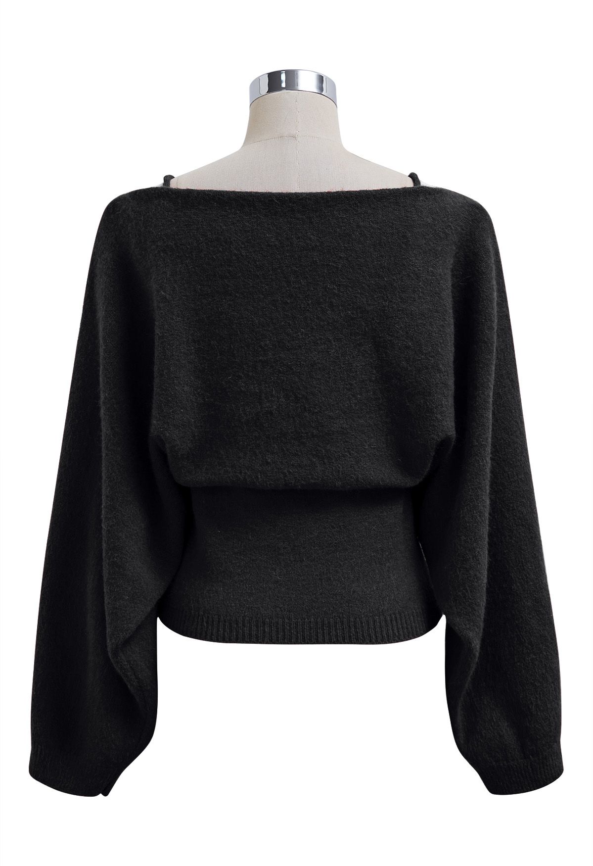 Ensemble haut camisole et pull à nœud papillon fascinant en noir