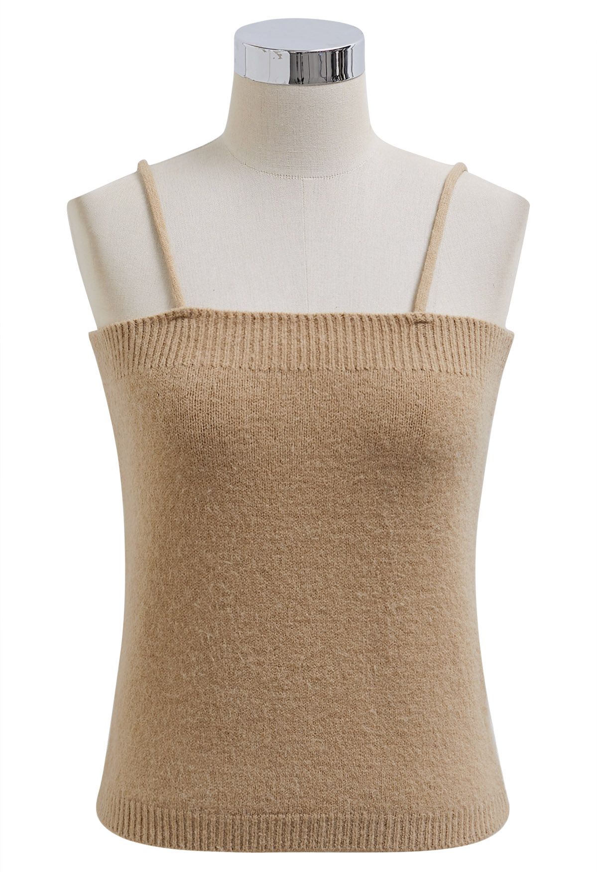 Ensemble haut camisole et pull à nœud papillon fascinant en camel