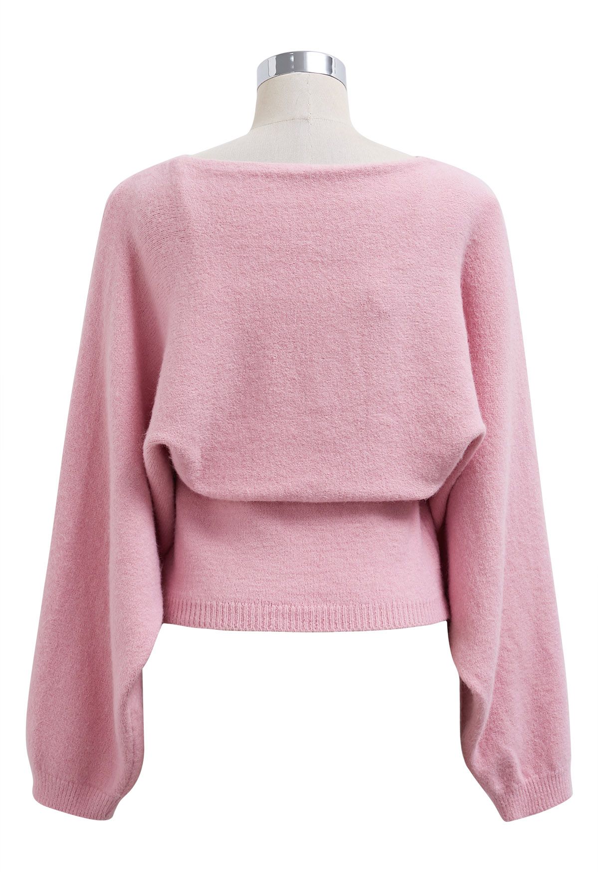 Ensemble haut à nœud papillon et pull envoûtant en rose