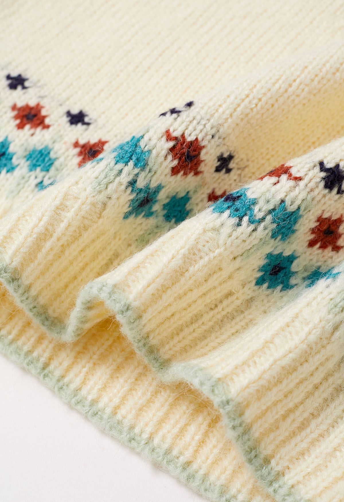 Pull en tricot Fair Isle Wonderland Snowflake en crème