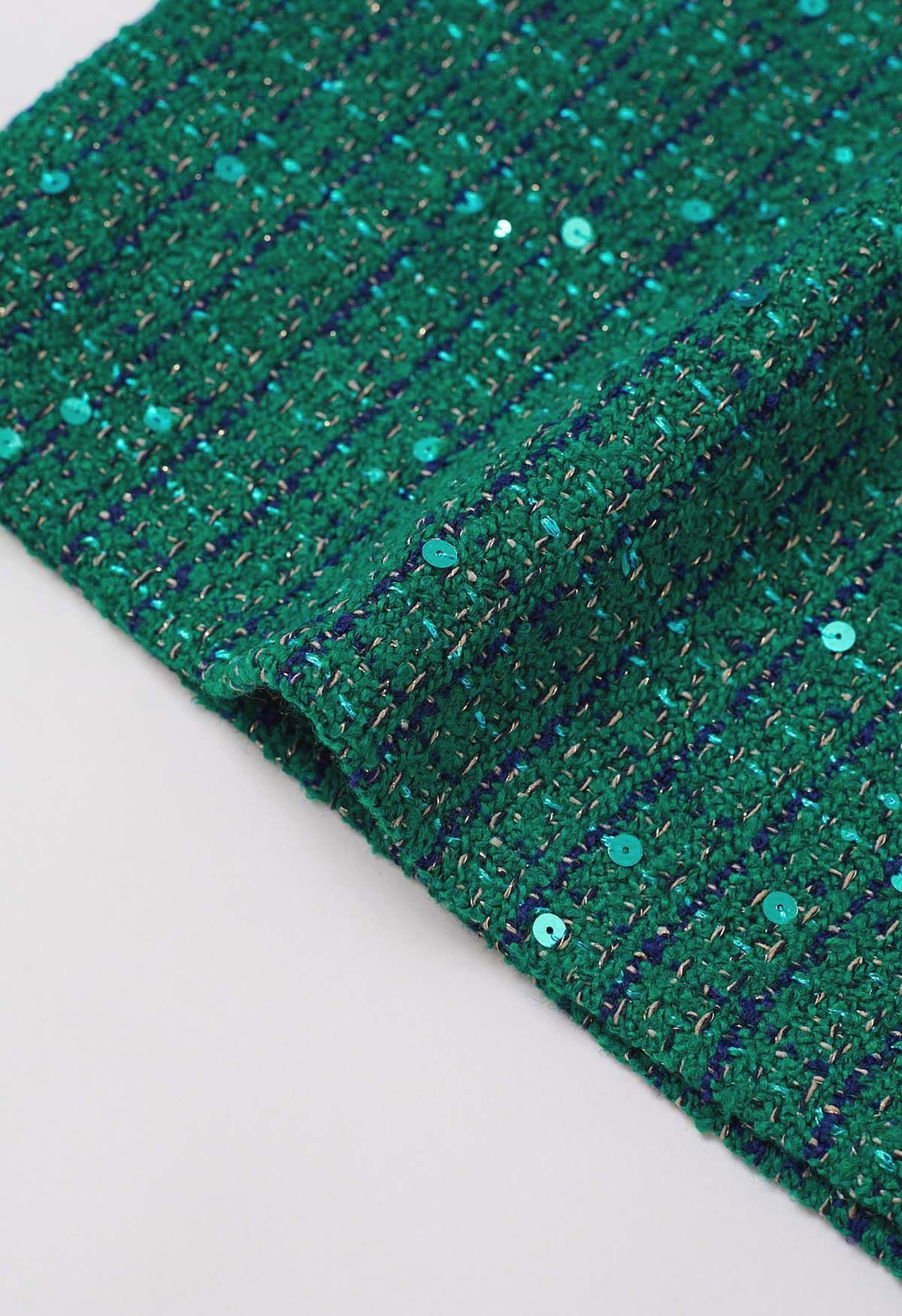 Mini-jupe en tweed à sequins pour les fêtes