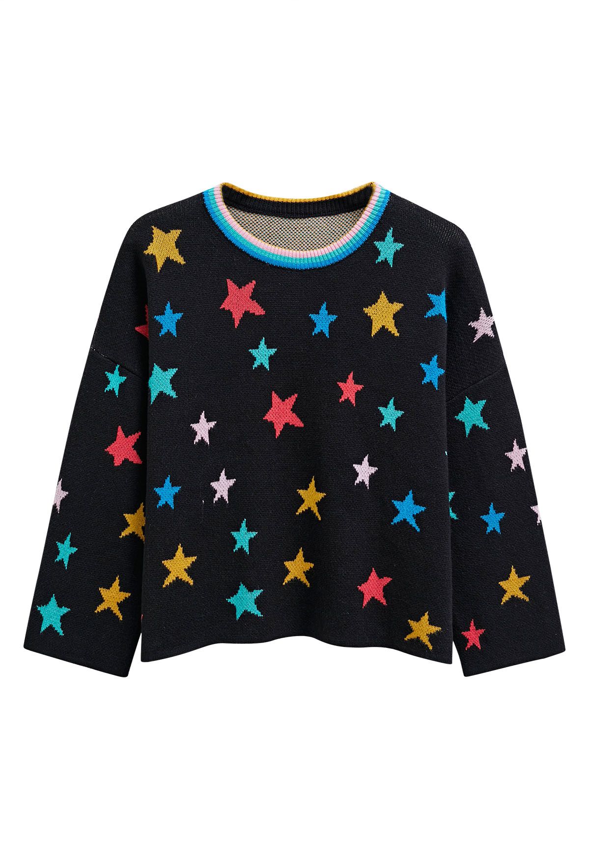 Pull en tricot à manches cloches Cosmic Charm Star en noir