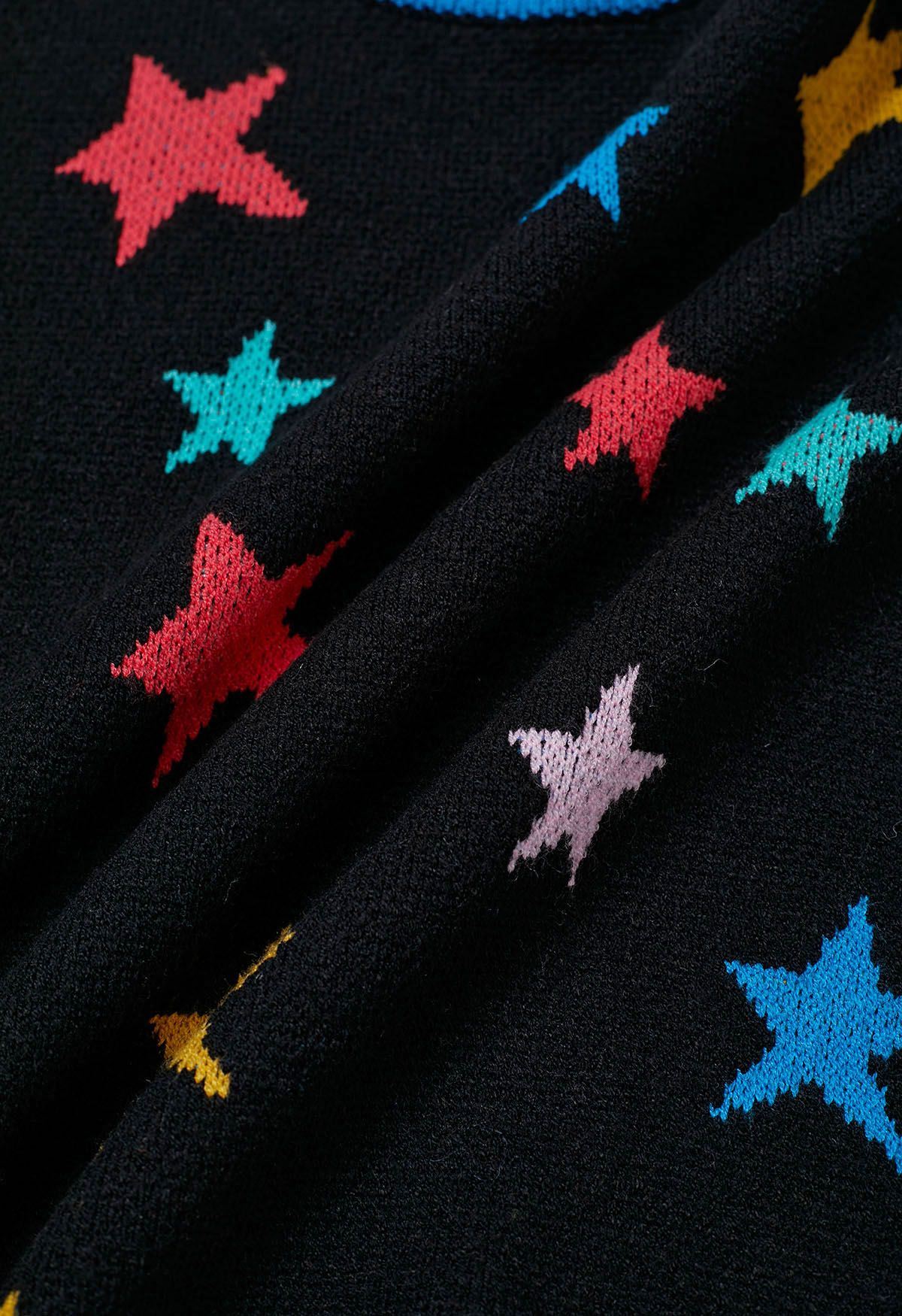 Pull en tricot à manches cloches Cosmic Charm Star en noir