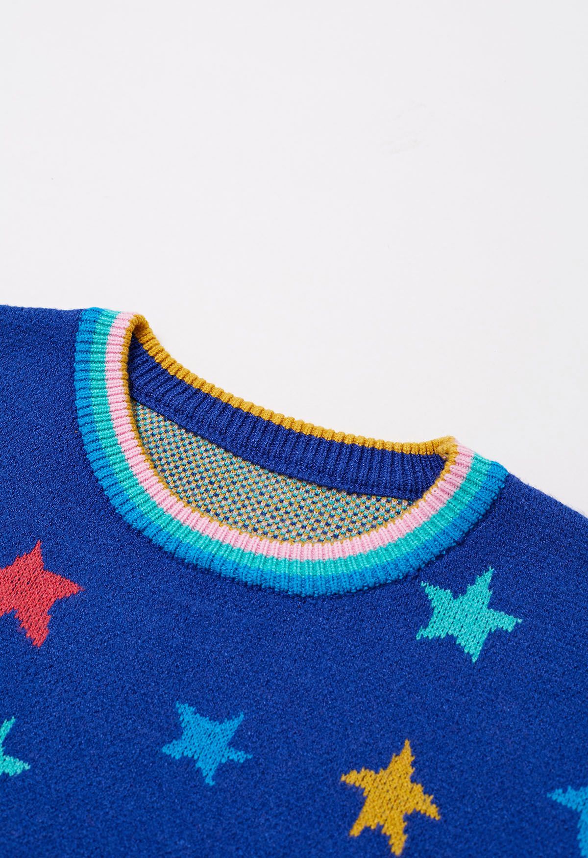 Pull en tricot à manches cloches Cosmic Charm Star en bleu roi