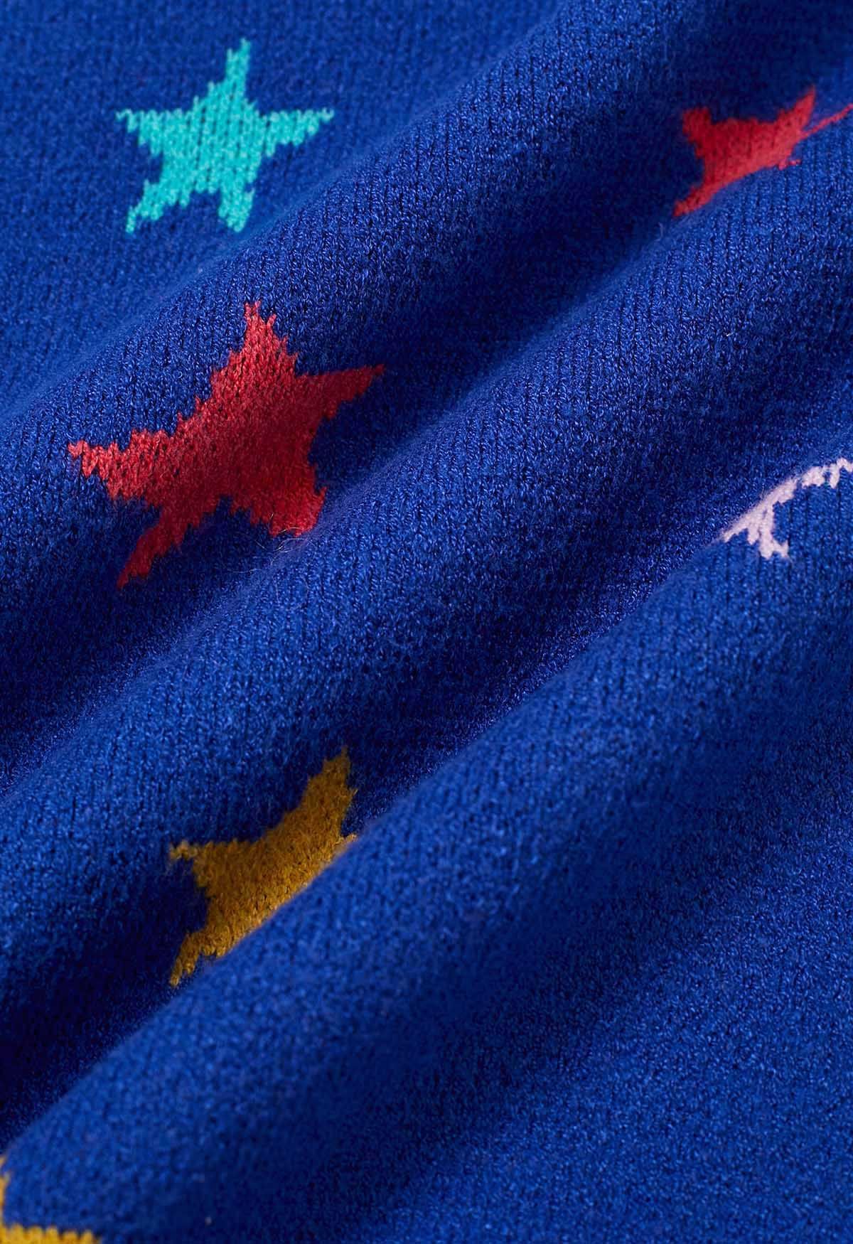 Pull en tricot à manches cloches Cosmic Charm Star en bleu roi