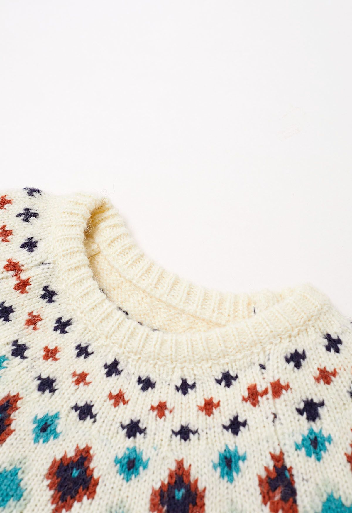 Pull en tricot Fair Isle Wonderland Snowflake en crème