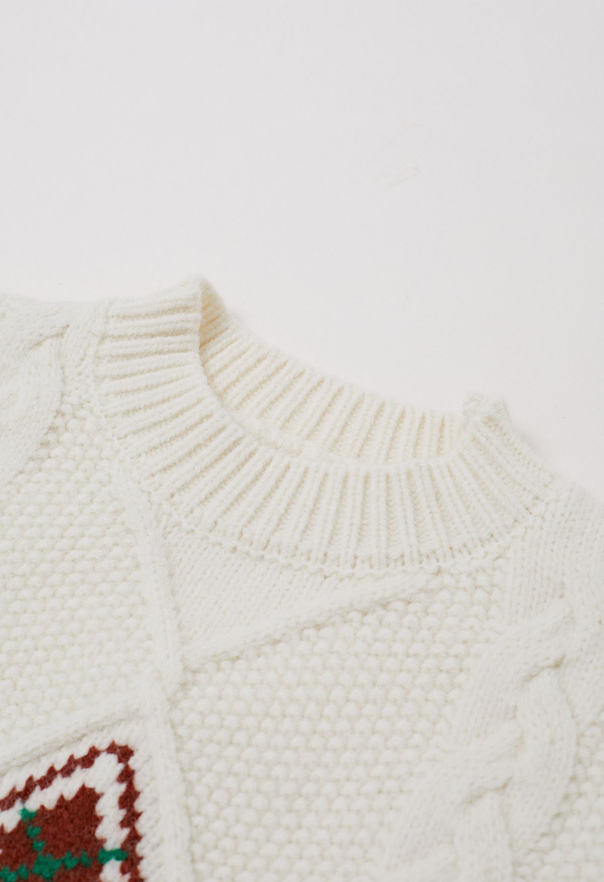 Pull en tricot tressé géométrique festif en blanc