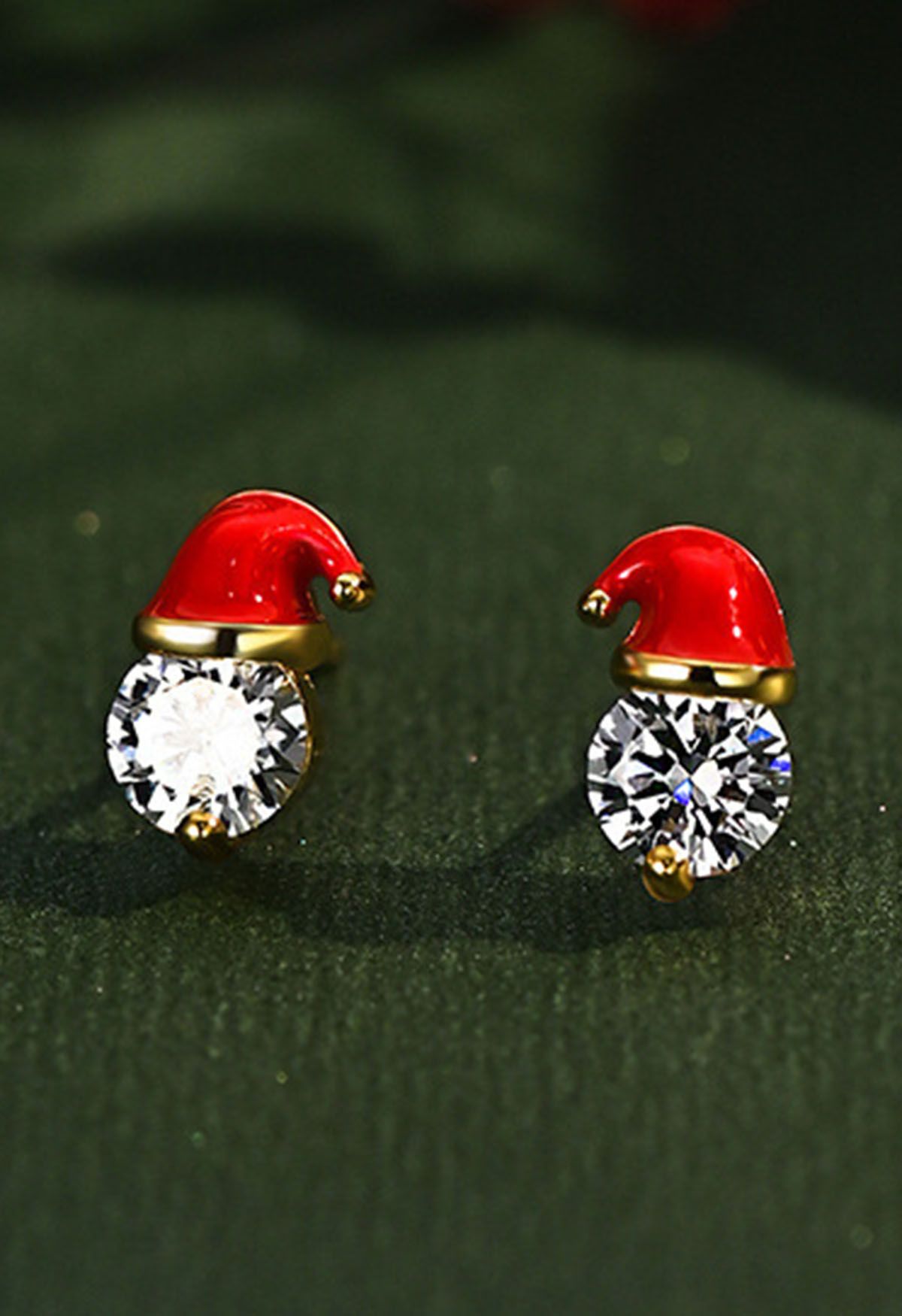 Boucles d'oreilles en strass avec chapeau de Père Noël