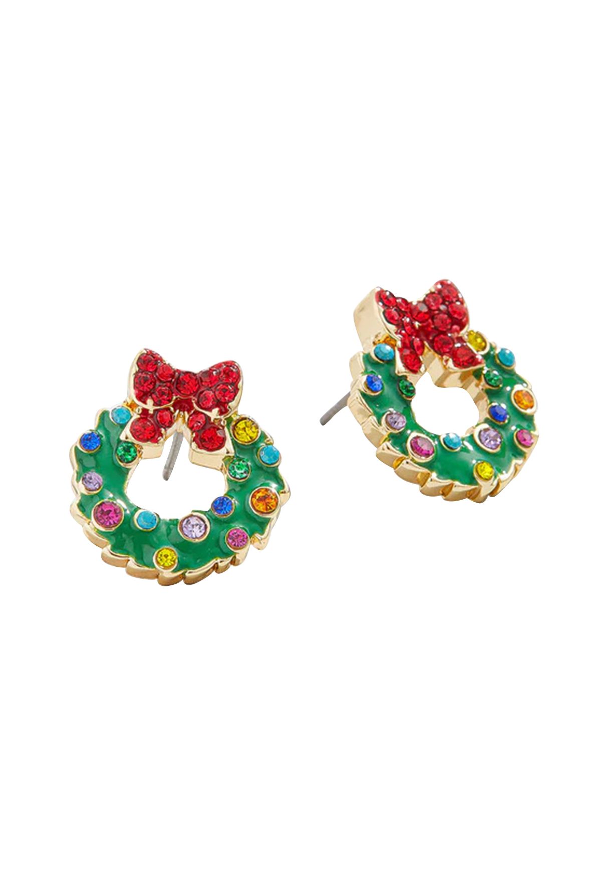 Boucles d'oreilles en forme de couronne de nœuds avec strass colorés