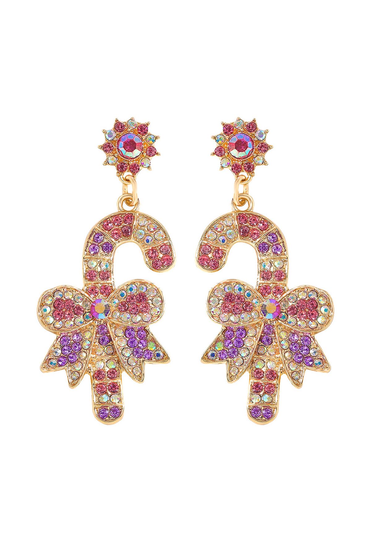 Boucles d'oreilles en forme de nœud papillon en forme de canne à sucre