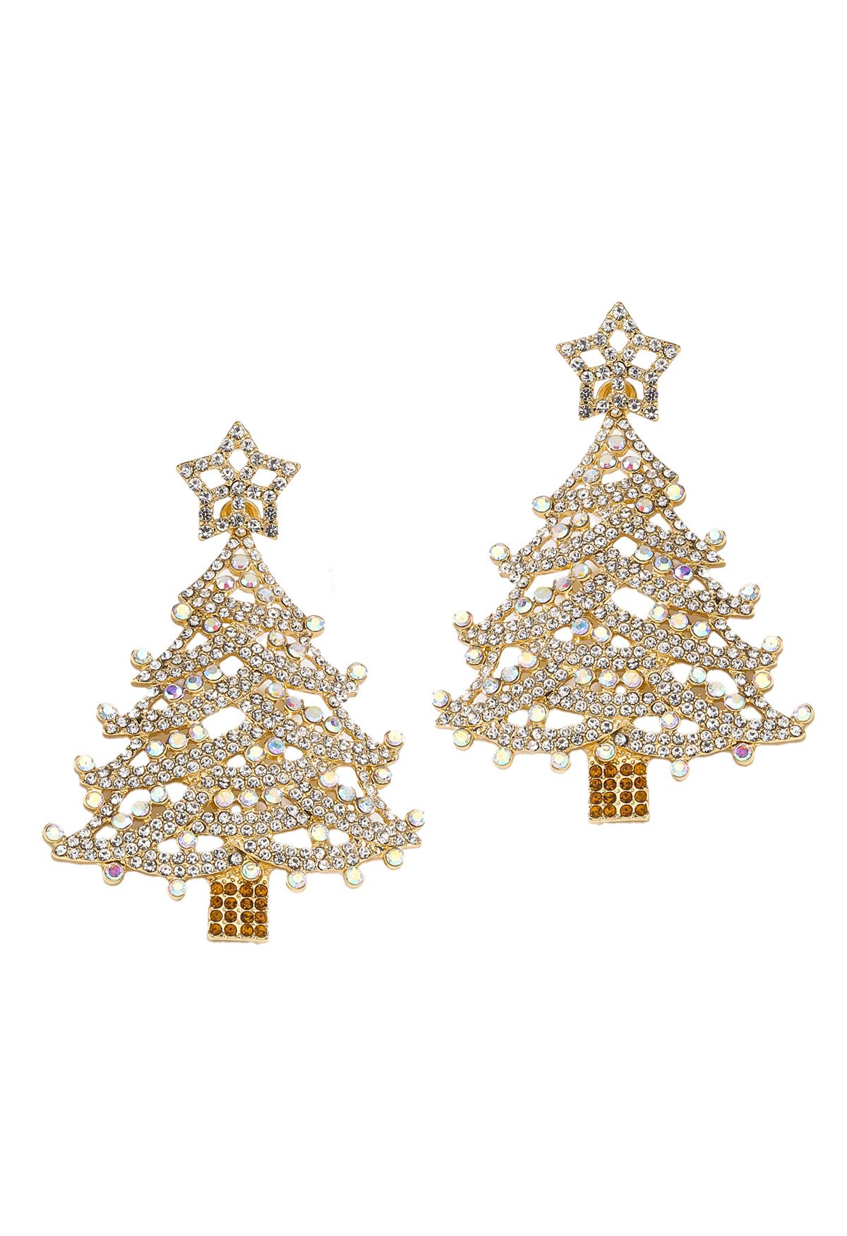 Boucles d'oreilles sapin de Noël à étoiles blanches