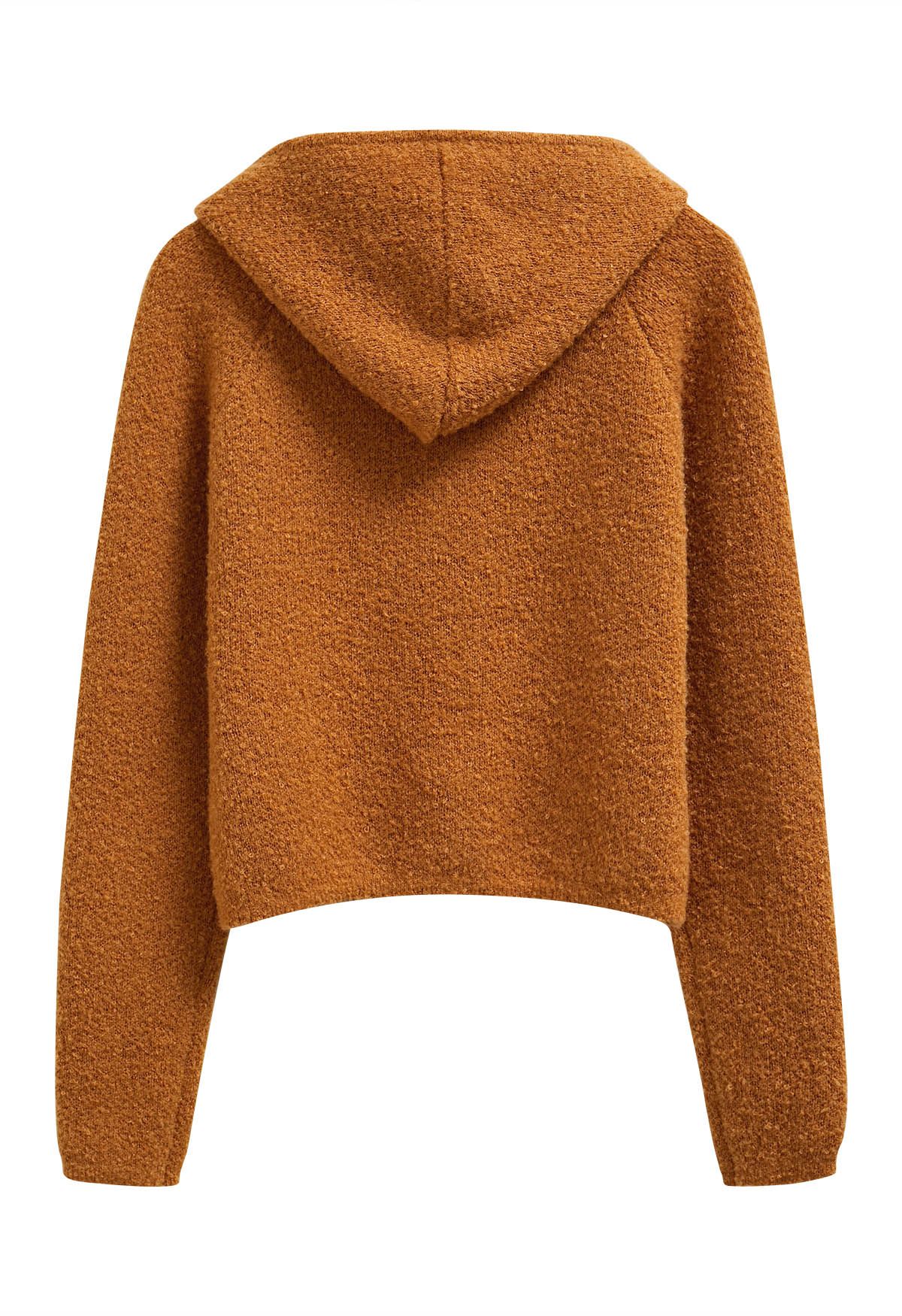 Cardigan zippé à capuche en tricot orange Winter Essentials