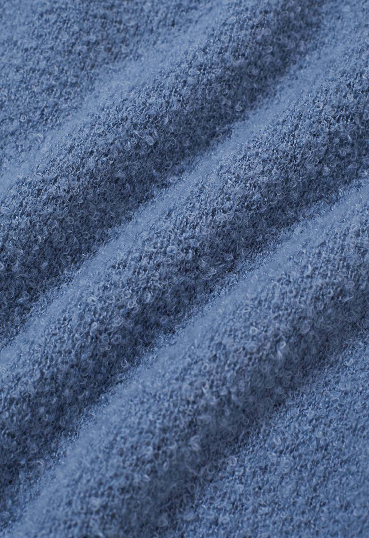 Cardigan zippé à capuche Winter Essentials en tricot bleu