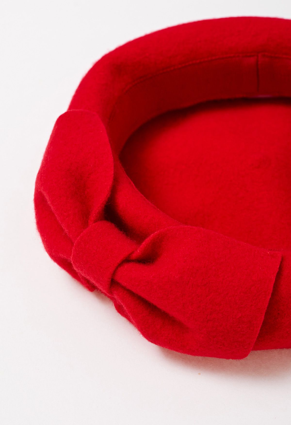 French-Inspired Bowknot Wool Beret in Red