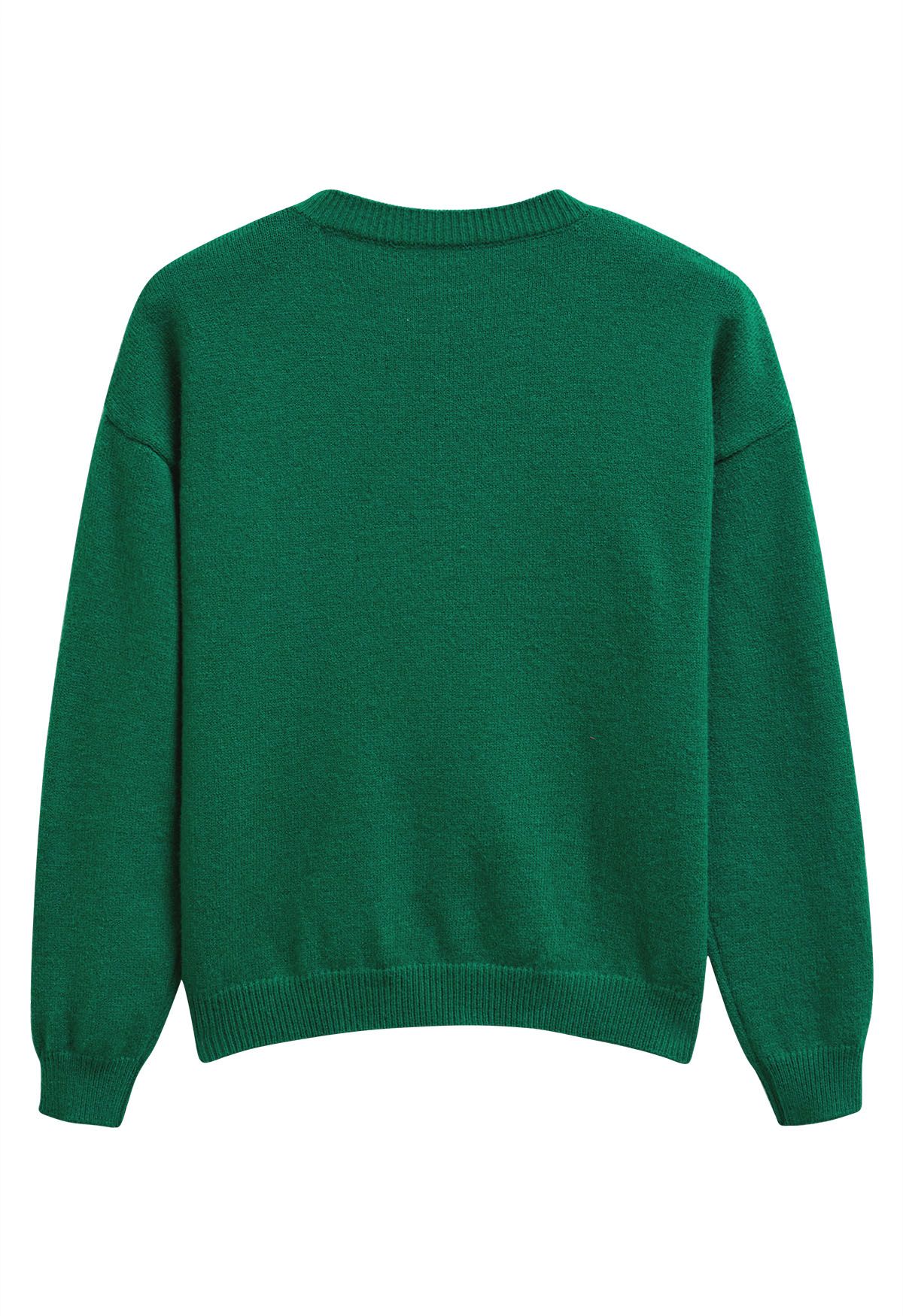 Pull en tricot à paillettes et nœud papillon en forme de canne à sucre en vert