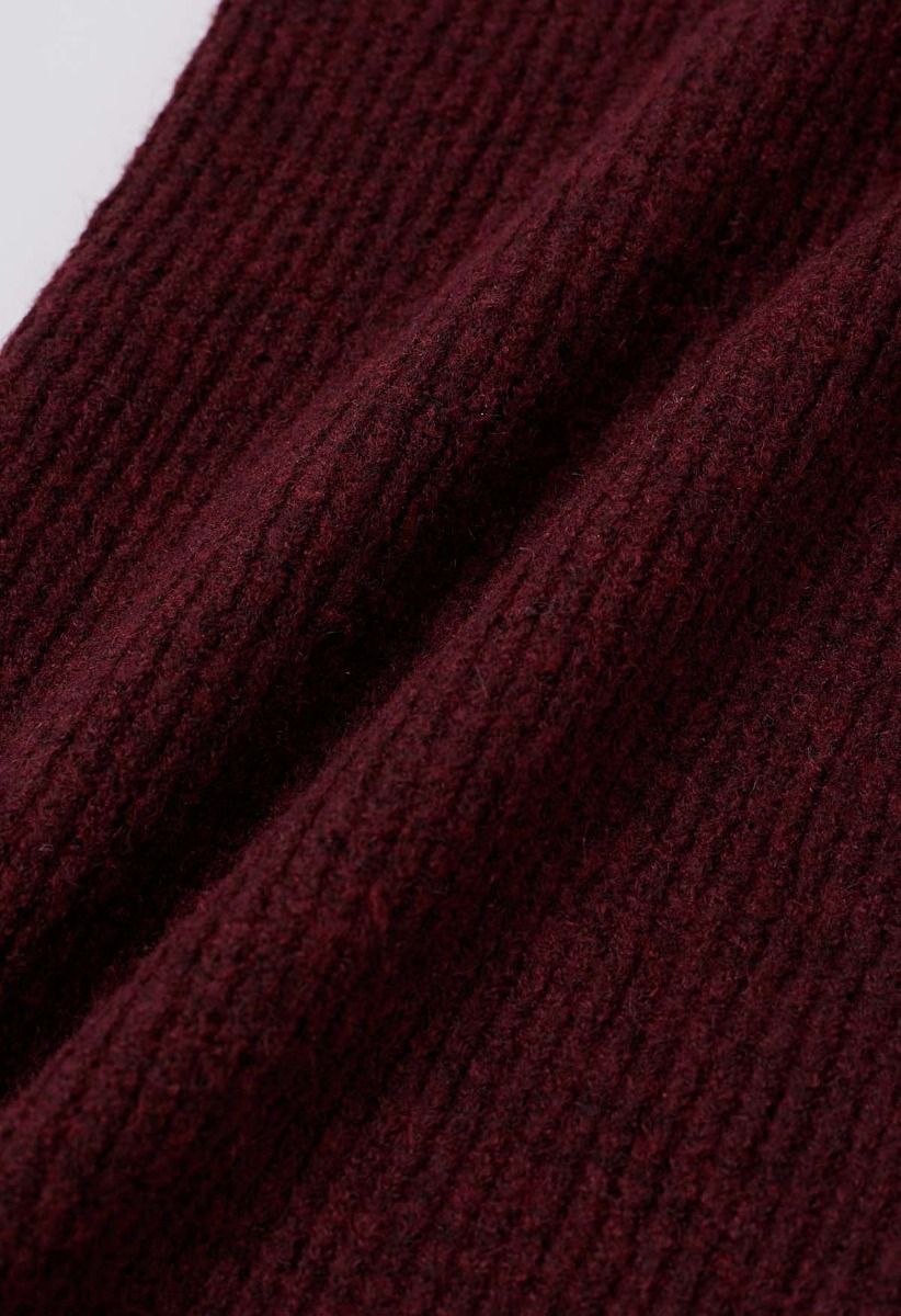 Ensemble pull et pantalon à demi-zip à rayures bordeaux