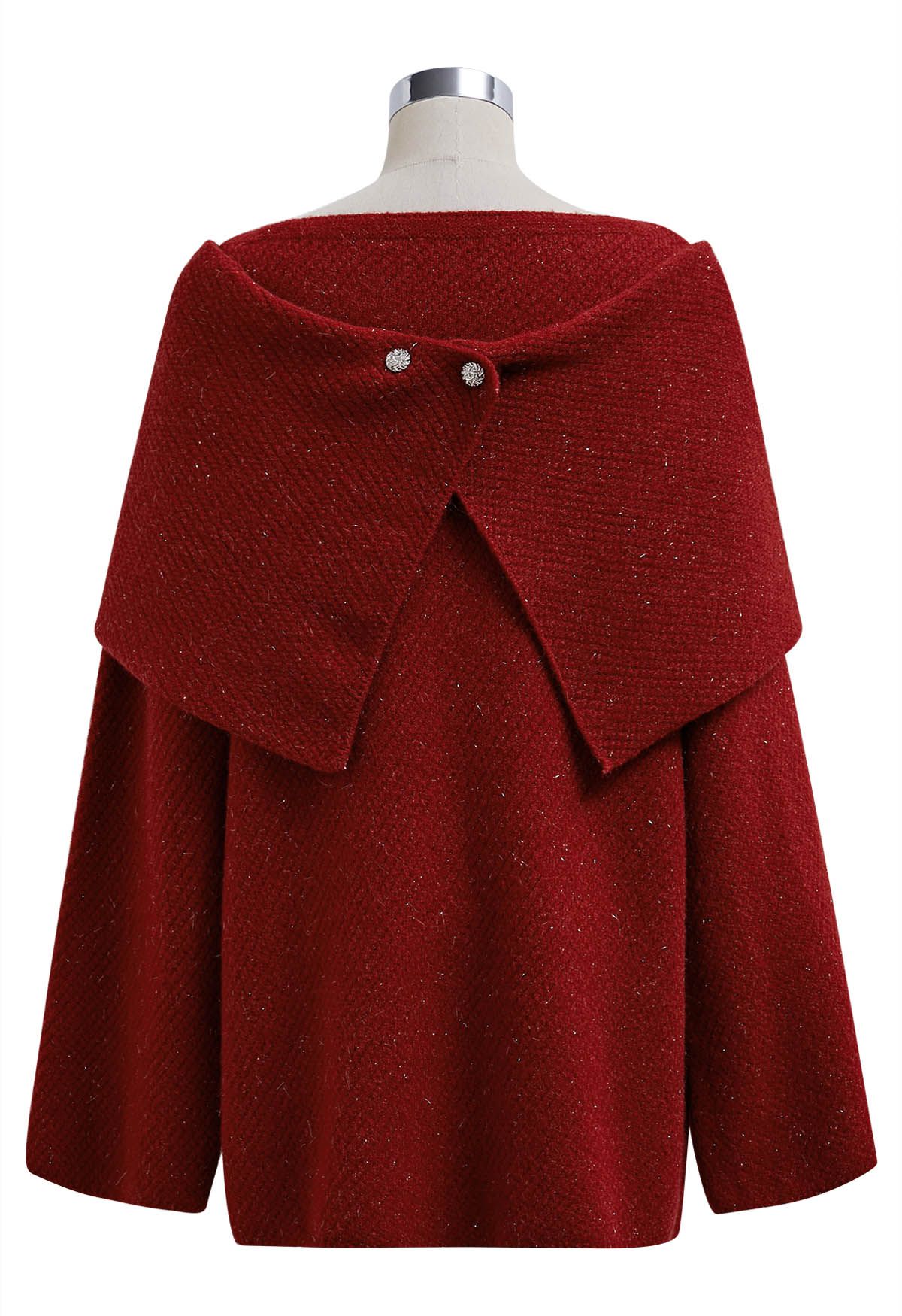 Robe pull en tricot métallisé 2 pièces avec nœud papillon en rouge