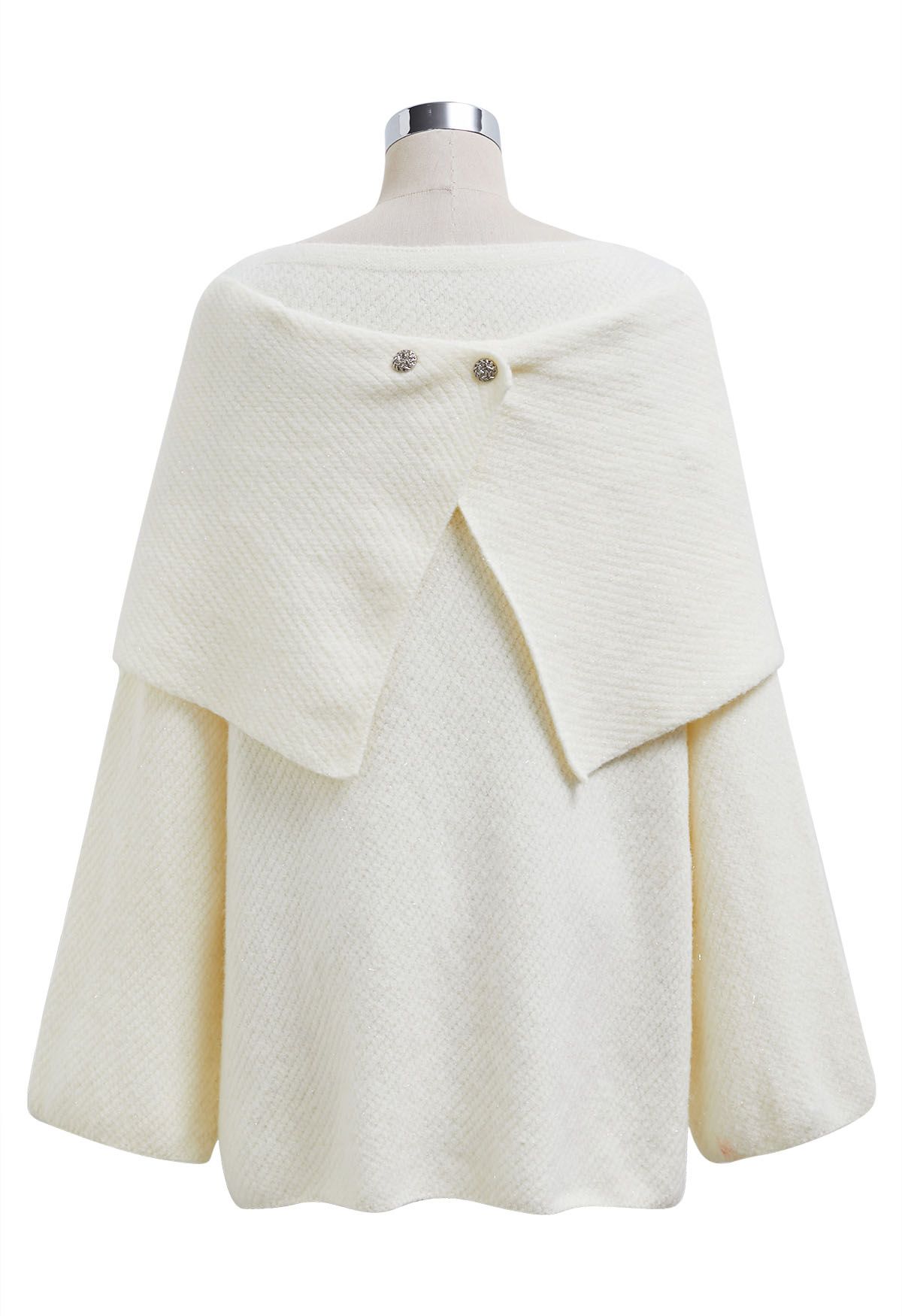 Robe pull en tricot métallisé 2 pièces avec nœud papillon en crème