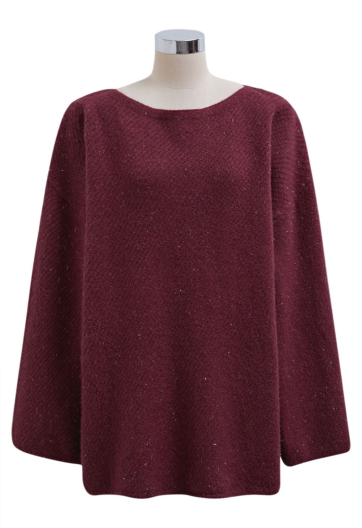 Robe pull en tricot métallisé 2 pièces avec nœud papillon en prune