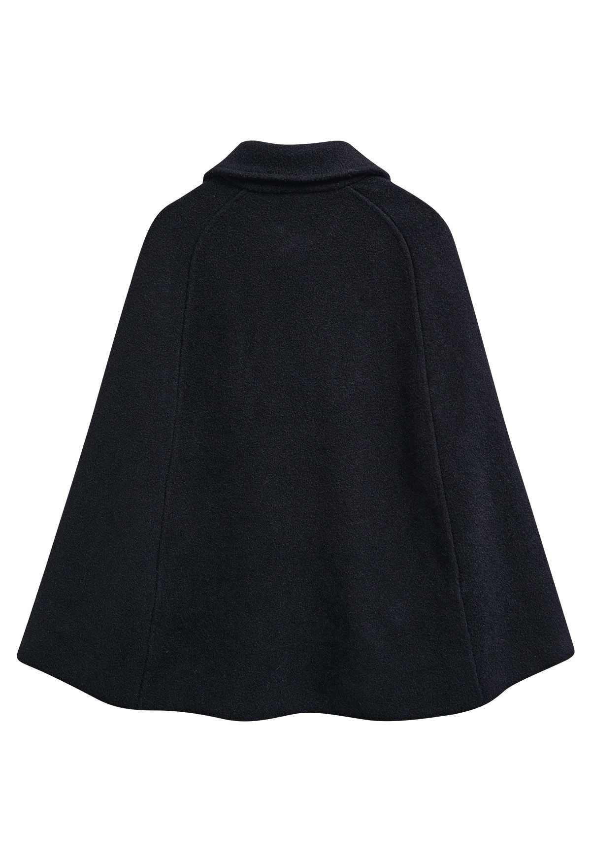 Manteau cape en tricot boutonné avec poche en fausse fourrure et décor de nœud papillon en noir