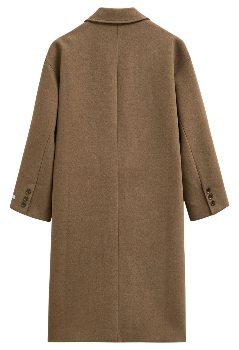 Manteau Long à Double Boutonnage Tendance Intemporel en Camel