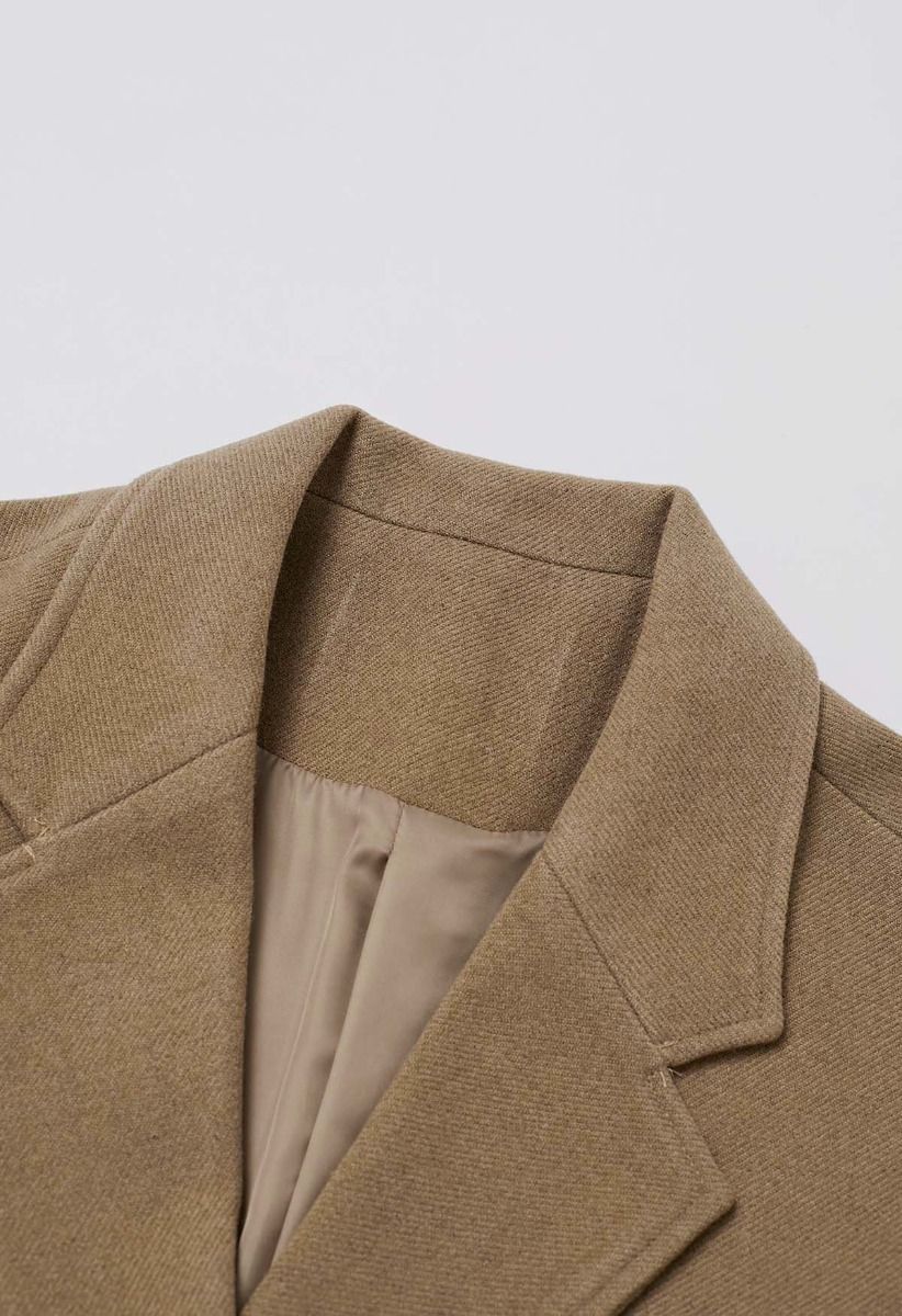 Manteau Long à Double Boutonnage Tendance Intemporel en Camel