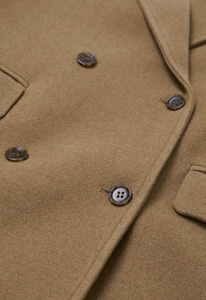 Manteau Long à Double Boutonnage Tendance Intemporel en Camel