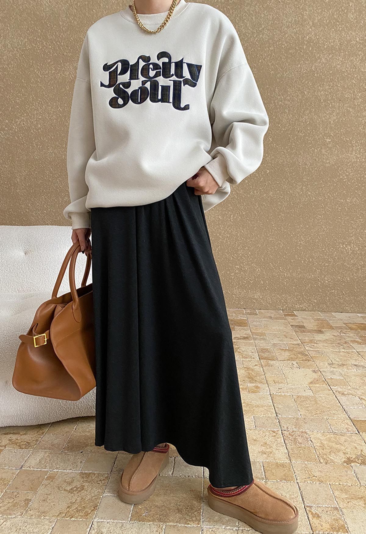 Sweat-shirt oversize doublé en polaire Pretty Soul en ivoire