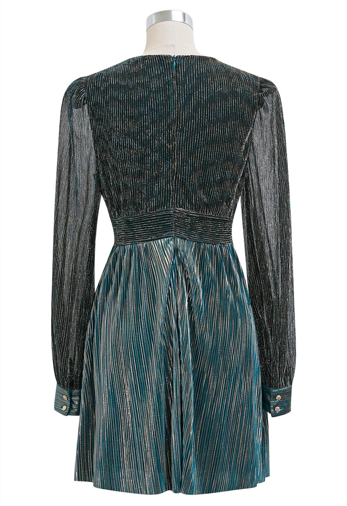 Robe de cocktail métallisée glamour en bleu sarcelle