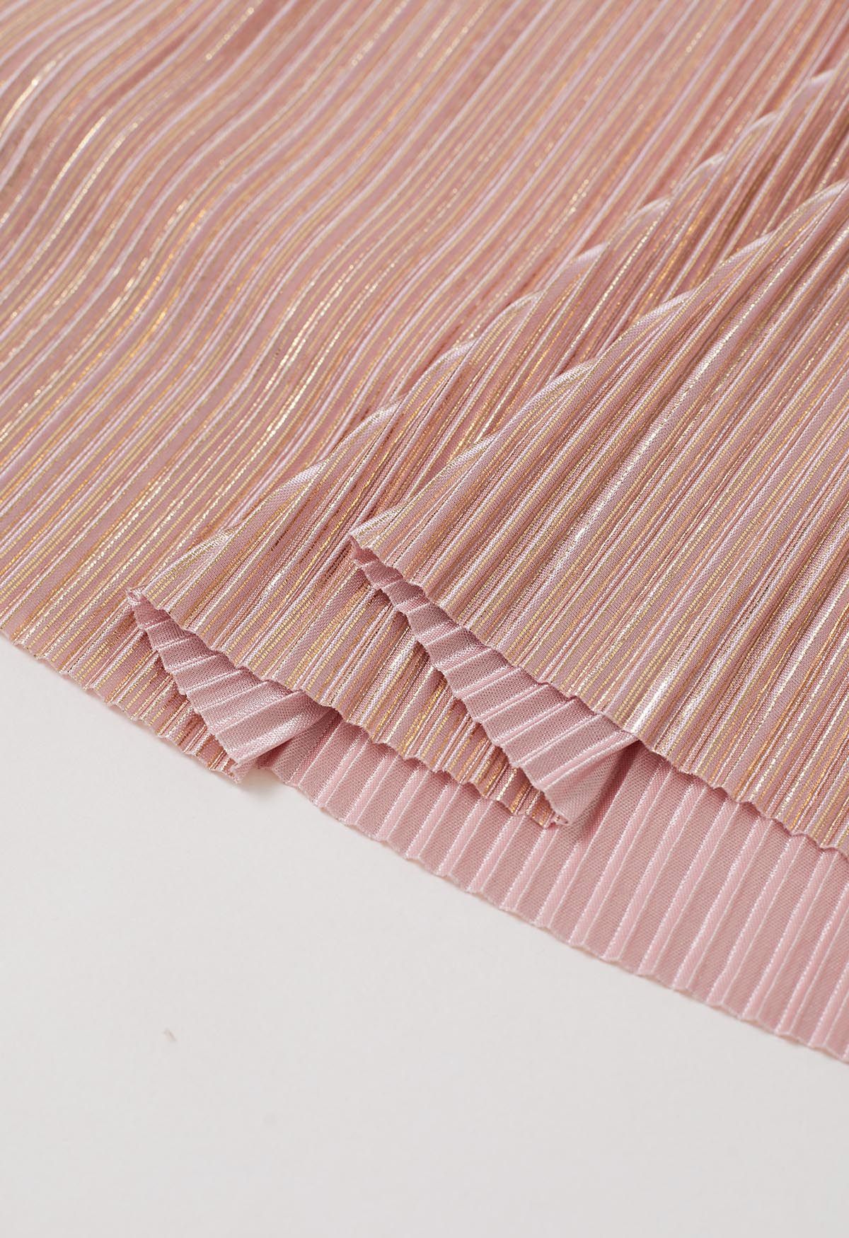 Robe de cocktail métallisée glamour Twist en rose poudré