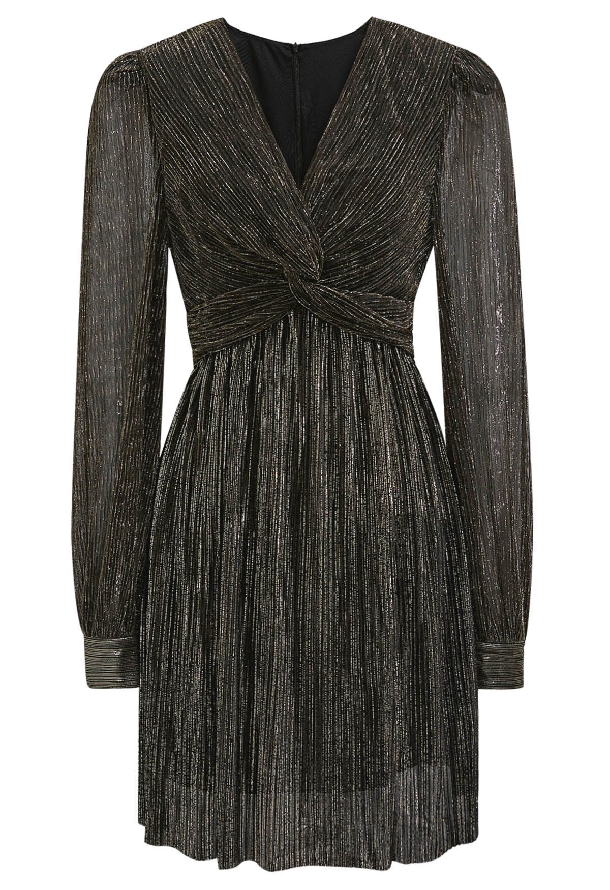 Robe de cocktail métallisée glamour en noir