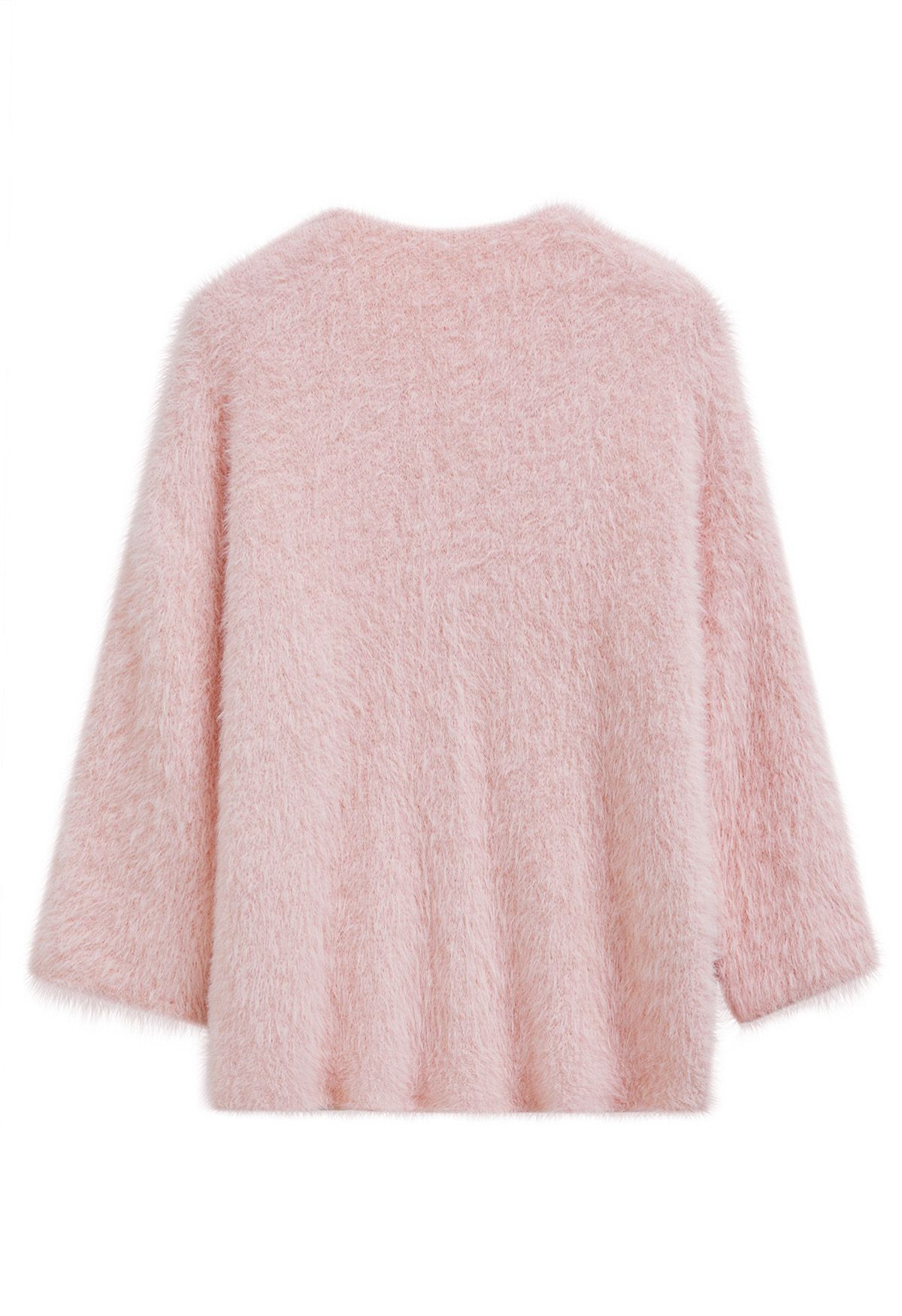 Pull en tricot moelleux à col en V en rose clair