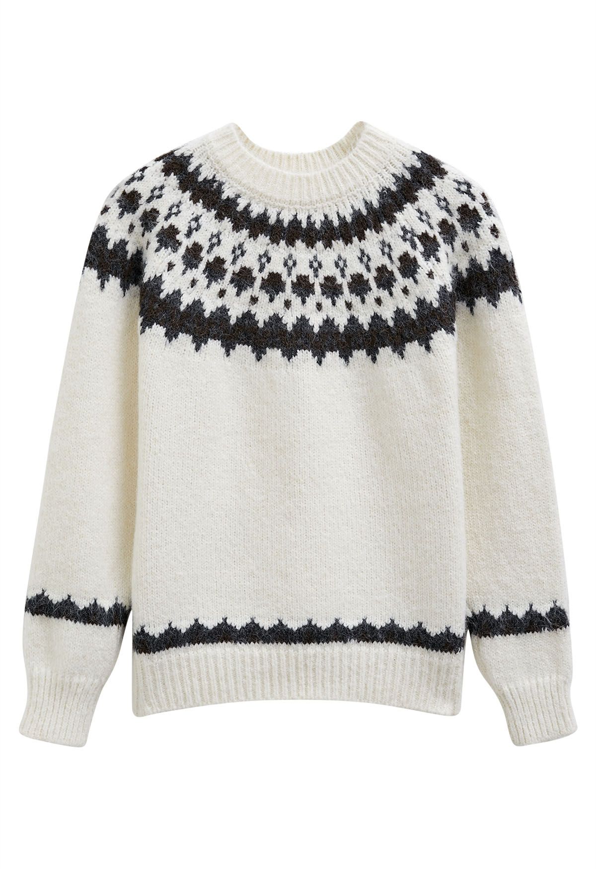 Pull en tricot pelucheux Fair Isle d'inspiration alpine