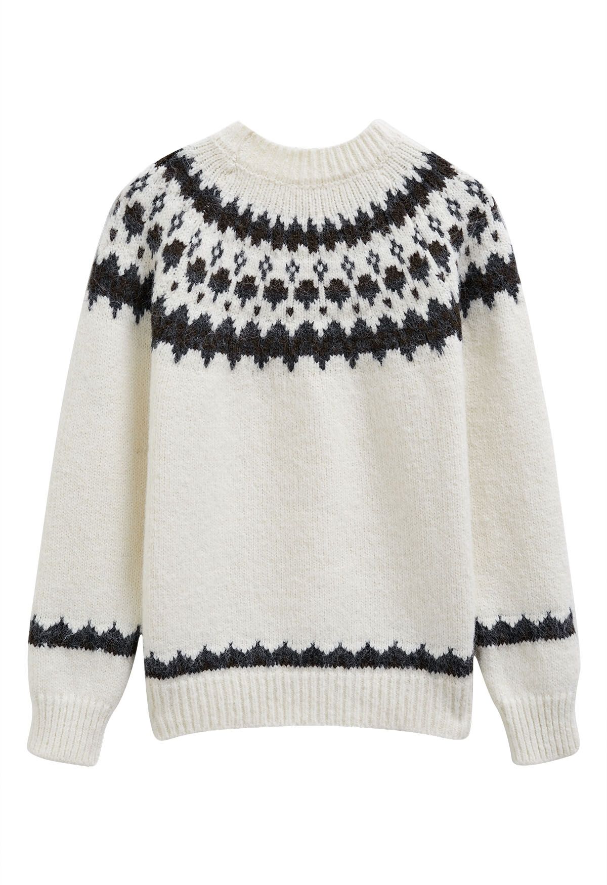 Pull en tricot pelucheux Fair Isle d'inspiration alpine