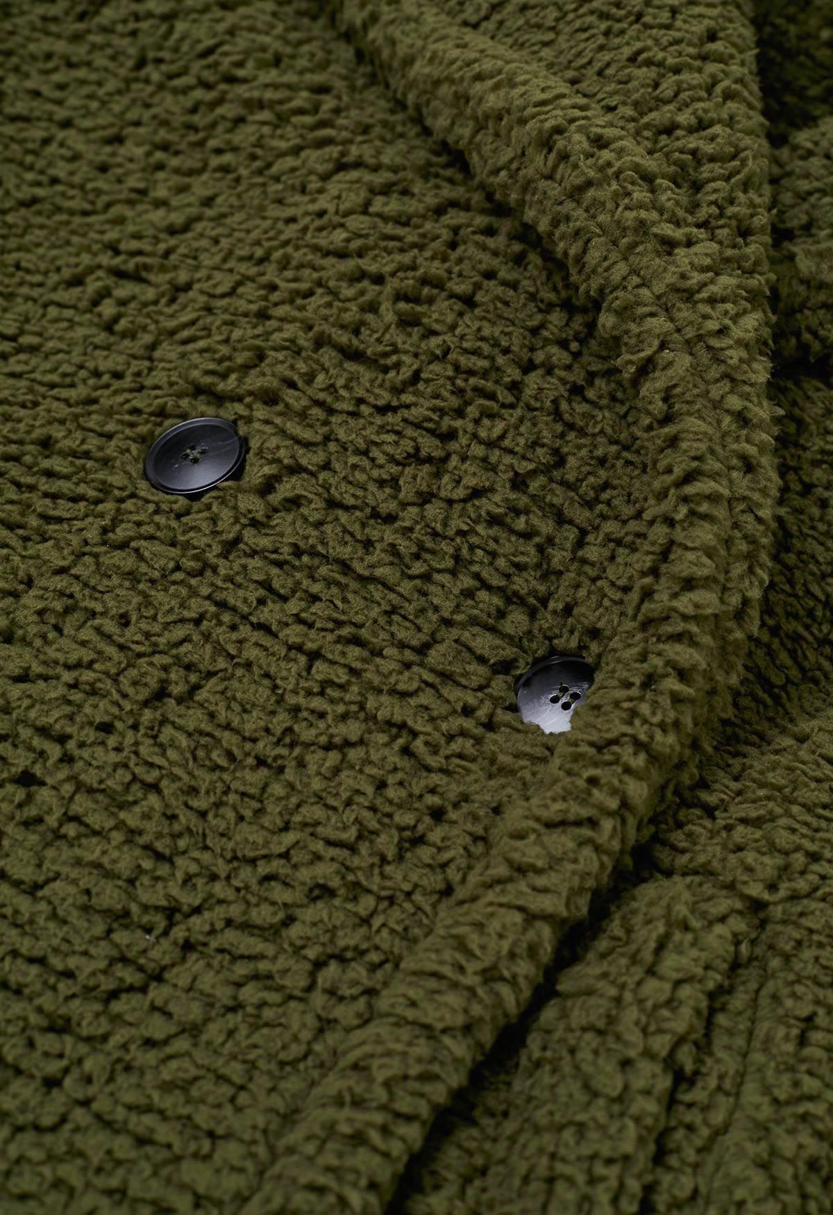 Manteau Sherpa à capuche Warm You Can Wear en olive