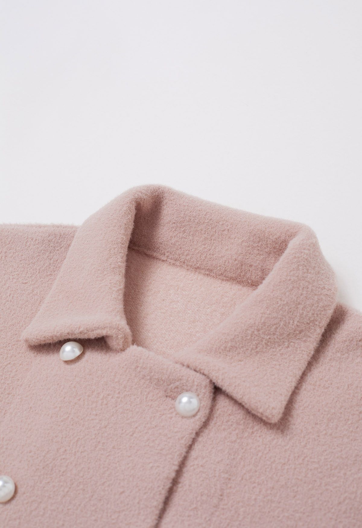 Manteau en tricot croisé Pearl en rose poudré