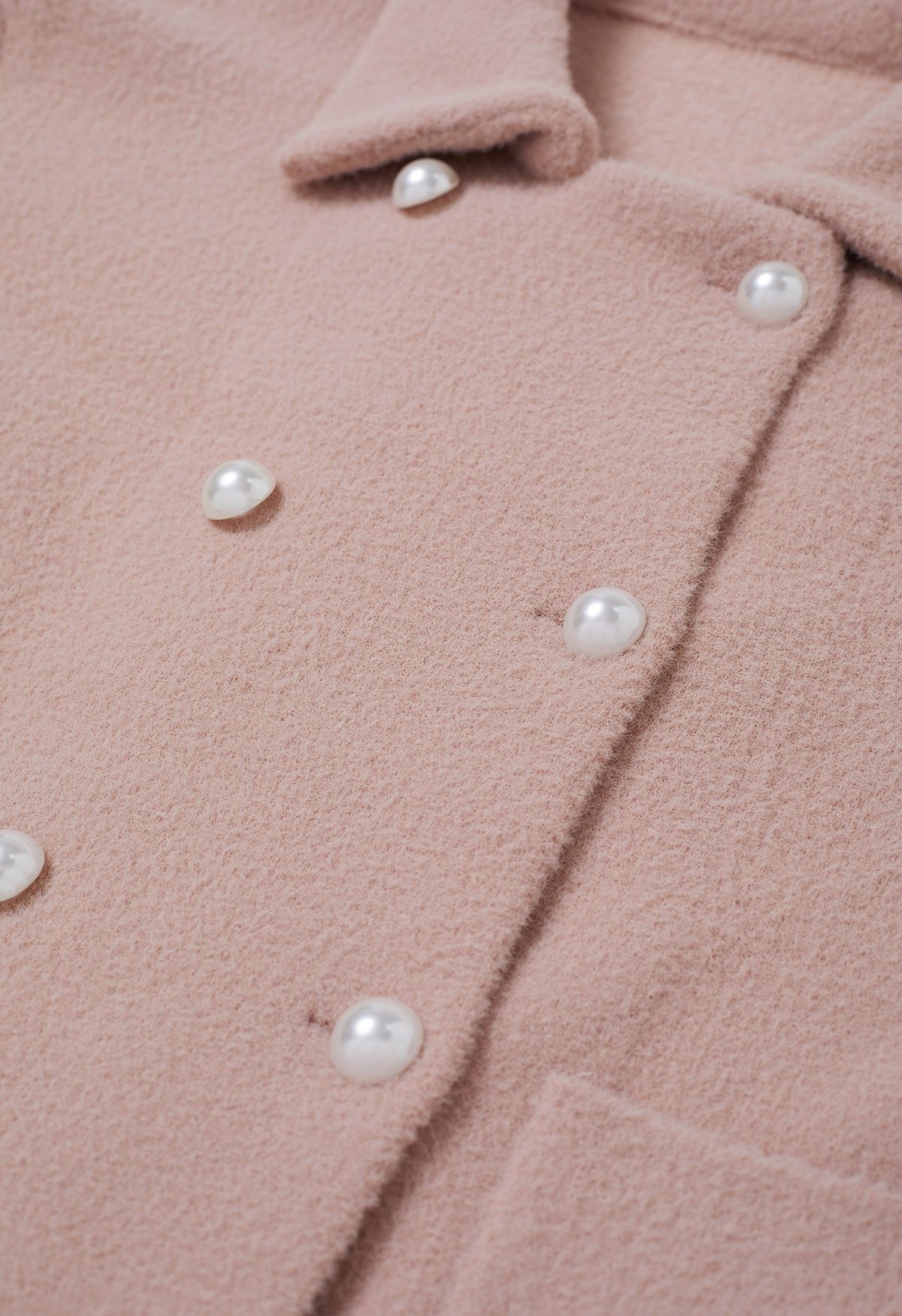 Manteau en tricot croisé Pearl en rose poudré